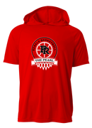 RED UNISEX HOODED SHORT SLEEVE DRIFIT WITH SCREENED LOGO