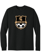 GILDAN COTTON UNISEX BLACK LONG SLEEVE SHIRT WITH SCREENED LOGO 