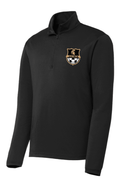 BLACK 1/4 ZIP UNISEX LIGHT WEIGHT DRIFIT PULLOVER WITH LEFT CHEST SCREENED LOGO
