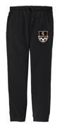 BLACK UNISEX JOGGER CUFFED BOTTOM SWEATPANT WITH POCKETS AND SCREENED LOGO