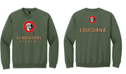 GILDAN UNISEX MILITARY GREEN CREW SWEATSHIRT WITH SCREENED LOGOS