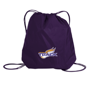 PURPLE DRAWSTRING BAG WITH SCREENED LOGO