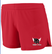 WOMENS RED DRIFIT TRACK SHORT WITH SCREENED LOGO
