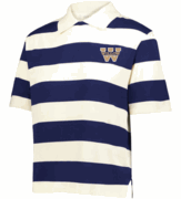 WOMENS STREET POLO NAVY/WHITE STRIPED WITH (WILLOW W) LOGO EMBROIDERED