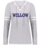 WOMENS HEATHER WHITE LACE UP VNECK COTTON LONG SLEEVE WITH SCREENED (WILLOW WORD) LOGO