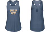 WOMENS NAVY HEATHER TRIBLEND SPECIAL BACK TANK WITH SCREENED (WILLOW W) LOGO
