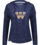WOMENS HEATHER NAVY VNECK LIGHT WEIGHT LONG SLEEVE HOODIE WITH SCREENED (WILLOW W) LOGO