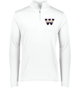 MENS WHITE DRIFIT 1/4 ZIP LONGSLEEVE WITH EMBROIDERED W LOGO