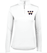 WOMENS WHITE DRIFIT 1/4 ZIP LONGSLEEVE WITH EMBROIDERED W LOGO 