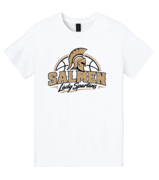 UNISEX WHITE COTTON TSHIRT WITH SCREENED LOGO ON FRONT