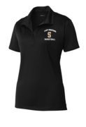 WOMENS BLACK DRIFIT POLO WITH EMBROIDERED LEFT CHEST LOGO 