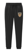 BLACK UNISEX JOGGER PANT WITH CUFFED BOTTOMS SCREENED WITH LOGO