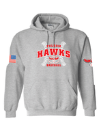GILDAN SPORT GREY HOODED SWEAT W SCREENED LOGO/# AND SLEEVES