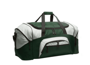 GREEN/GREY DUFFLE BAG WITH EMBROIDERED LOGO AND #