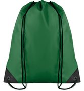 DARK GREEN DRAWSTRING BAG W SCREENED LOGO
