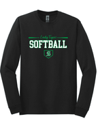 GILDAN UNISEX BLACK LONG SLEEVE SHIRT WITH SCREENED LOGO