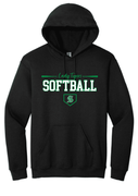 GILDAN BLACK HOODIE SWEAT WITH NEW SCREENED LOGO