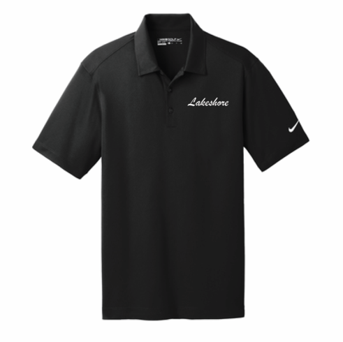NIKE BLACK UNISEX DRIFIT POLO WITH EMBROIDERED LAKESHORE WORD