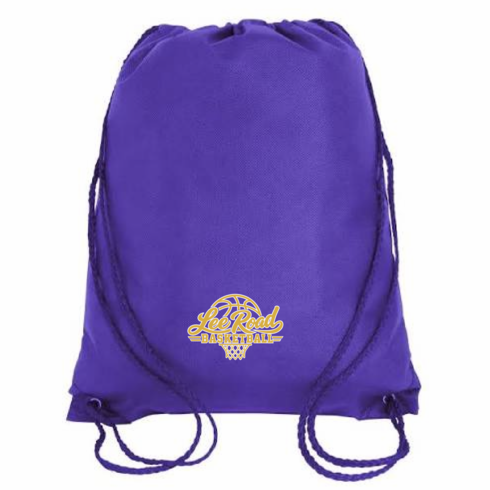 PURPLE DRAWSTRING BAG WITH SCREENED LOGO