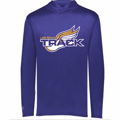 PURPLE DRIFIT HOODED LONGSLEEVE SHIRT THIN WITH SCREENED LOGO