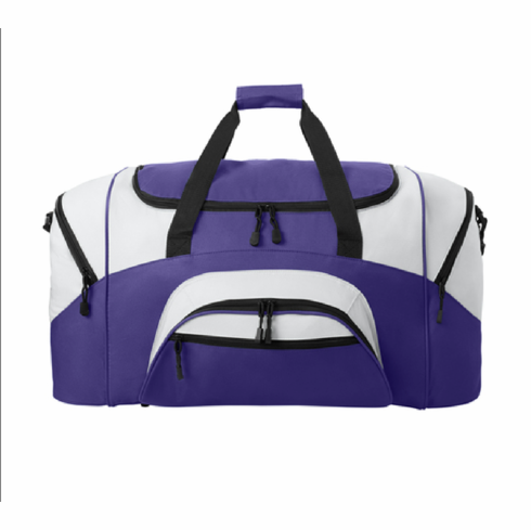 PURPLE/GREY DUFFLE BAG WITH NAME EMBROIDERED