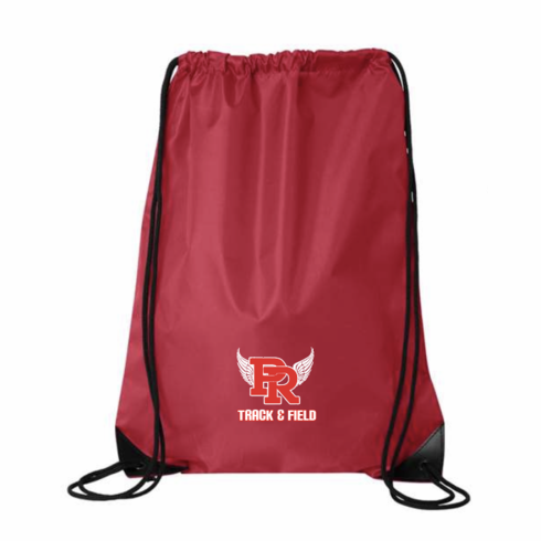 RED DRAWSTRING BAG WITH SCREENED LOGO