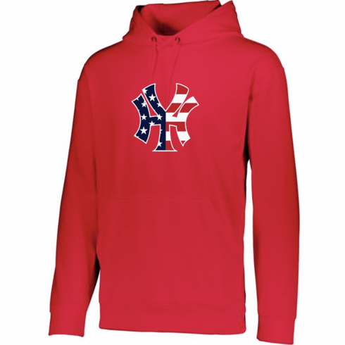 RED NY UNISEX FLEECE LINED DEIFIT HOODIE