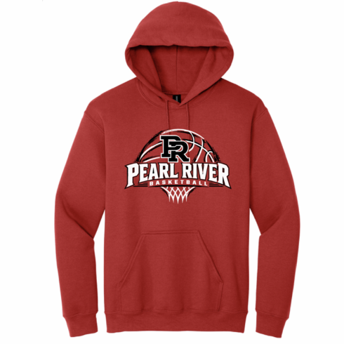 RED UNISEX GILDAN HOODED SWEATSHIRT W SCREENED LOGO