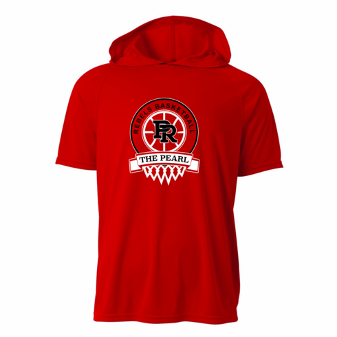 RED UNISEX HOODED SHORT SLEEVE DRIFIT WITH SCREENED LOGO