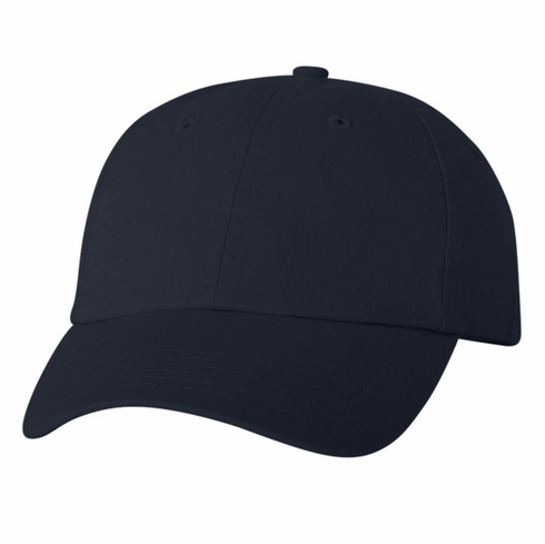 SOLID NAVY ADJUSTABLE DAD CAP WITH EMBROIDERED LOGO 