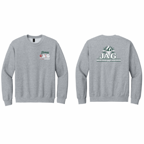 SPORT GREY UNISEX CREW SWEATSHIRT WITH SCREENED LOGOS FRONT AND BACK