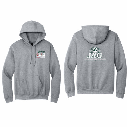 SPORT GREY UNISEX HODDED SWEATSHIRT WITH SCREENED LOGOS FRONT AND BACK