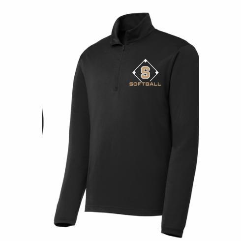 UNISEX BLACK LIGHTWEIGHT DRIFIT 1/4 ZIP WITH SCREENED S DIAMOND LOGO