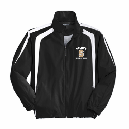 UNISEX BLACK/WHITE FULL ZIP JACKET W EMBROIDERED LOGO