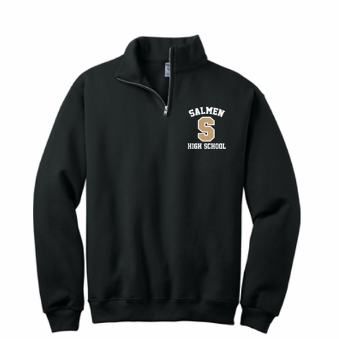 UNISEX COTTON 1/4 ZIP SWEATSHIRT W SCREENED LOGO ON LEFT CHEST