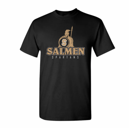 UNISEX GILDAN BLACK COTTON TSHIRT W SCREENED SPARTAN MAN LOGO