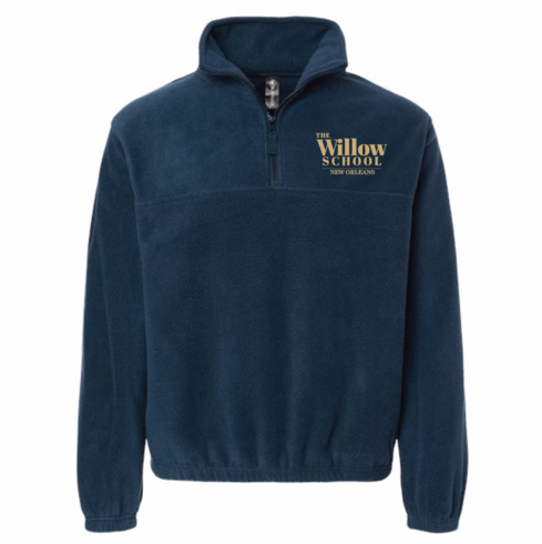 UNISEX NAVY 1/4 ZIP PULLOVER WITH EMBROIDERED LOGO