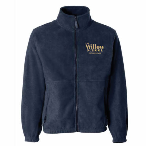 UNISEX NAVY POLAR FLEECE FULL ZIP WITH EMBROIDERED LOGO 