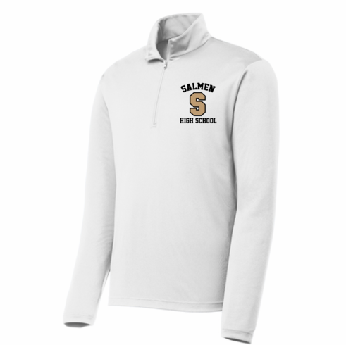 UNISEX WHITE LIGHT WEIGHT 1/4 ZIP TOP W SCREENED LOGO