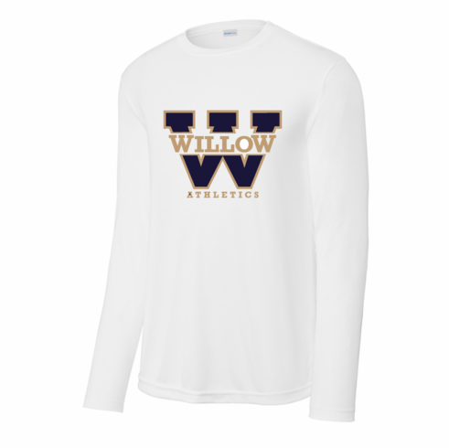 UNISEX WHITE LONG SLEEVE DRIFIT SHIRT WITH W LOGO SCREENED