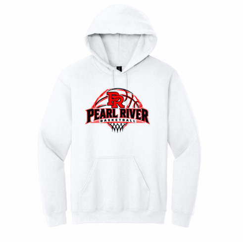 WHITE GILDAN HOODIE SWEAT WITH SCREENED LOGO