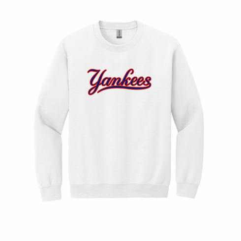 WHITE GILDAN UNISEX CREW SWEAT WITH SCREENED LOGO