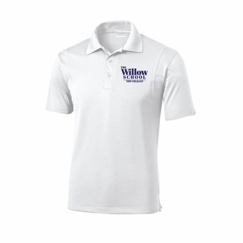 WHITE MENS DRIFIT POLO WITH EMBROIDERED (THE WILLOW SCHOOL) ORDER