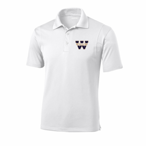 WHITE MENS DRIFIT POLO WITH W EMBROIDERED LOGO