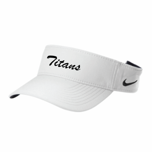 WHITE NIKE ADJUSTABLE VISOR WITH EMBROIDERED TITANS WORD