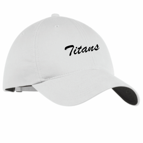 WHITE NIKE HAT ADJUSTABLE WITH EMBROIDERED TITANS WORD