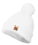 WHITE POM BEANIE WITH EMBROIDERED LOGO 
