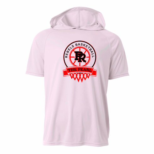 WHITE UN ISEX HOODED SHORT SLEEVE DRIFIT WITH SCREENED LOGO