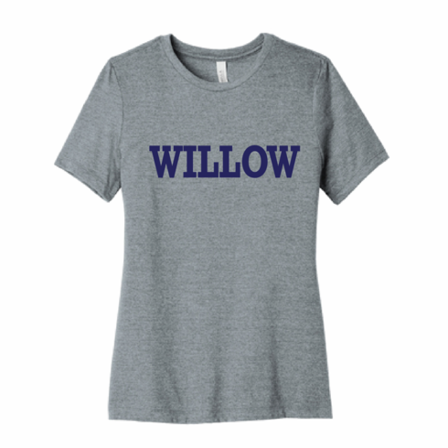 WOMENS BELLA HEATHER GREY SHIRT WITH WILLOW SCREENED LOGO