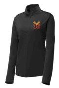 WOMENS BLACK 1/4 ZIP LIGHT WEIGHT TOP WITH EMBROIDERED LOGO 